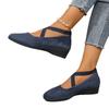 Fall 2025 Cross Elastic Wedge Shoes Plus Size Platform Soles Casual Pumps for Women
