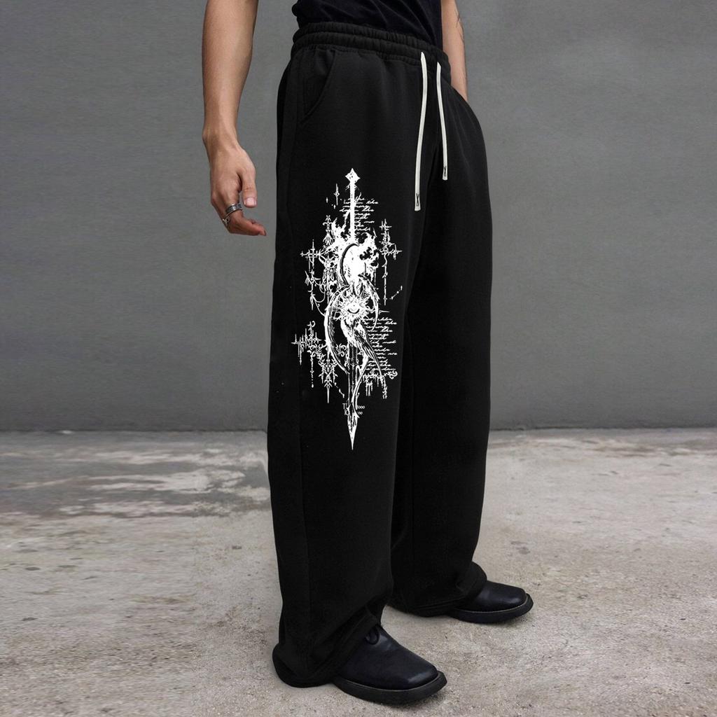 Мужские спортивные штаны с карманами и шнурком - Широкие штаны для отдыха, бега, тренировок, йоги, джоггеры