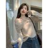 Корейский пикантный свитер с открытыми плечами и халтером - Женский осенний стильный топ с длинным рукавом