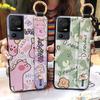 Cartoon Phone Holder Phone Case For TCL 40SE/T610K Wristband Waterproof Durable Soft Case Shockproof Anti-knock Cute