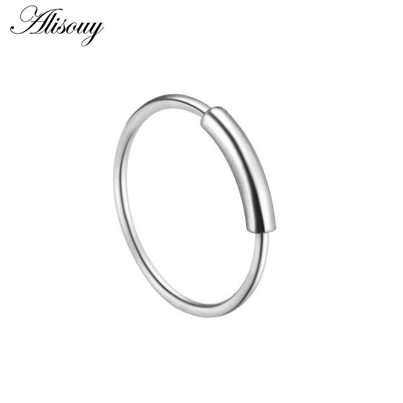 Alisouy 1Piece Steel 20G Faux Nose Rings Fake Septum Rings Hoop Nostril Daith Piercing Fake Clip On Nose Rings Oreja Piercings Jewelry