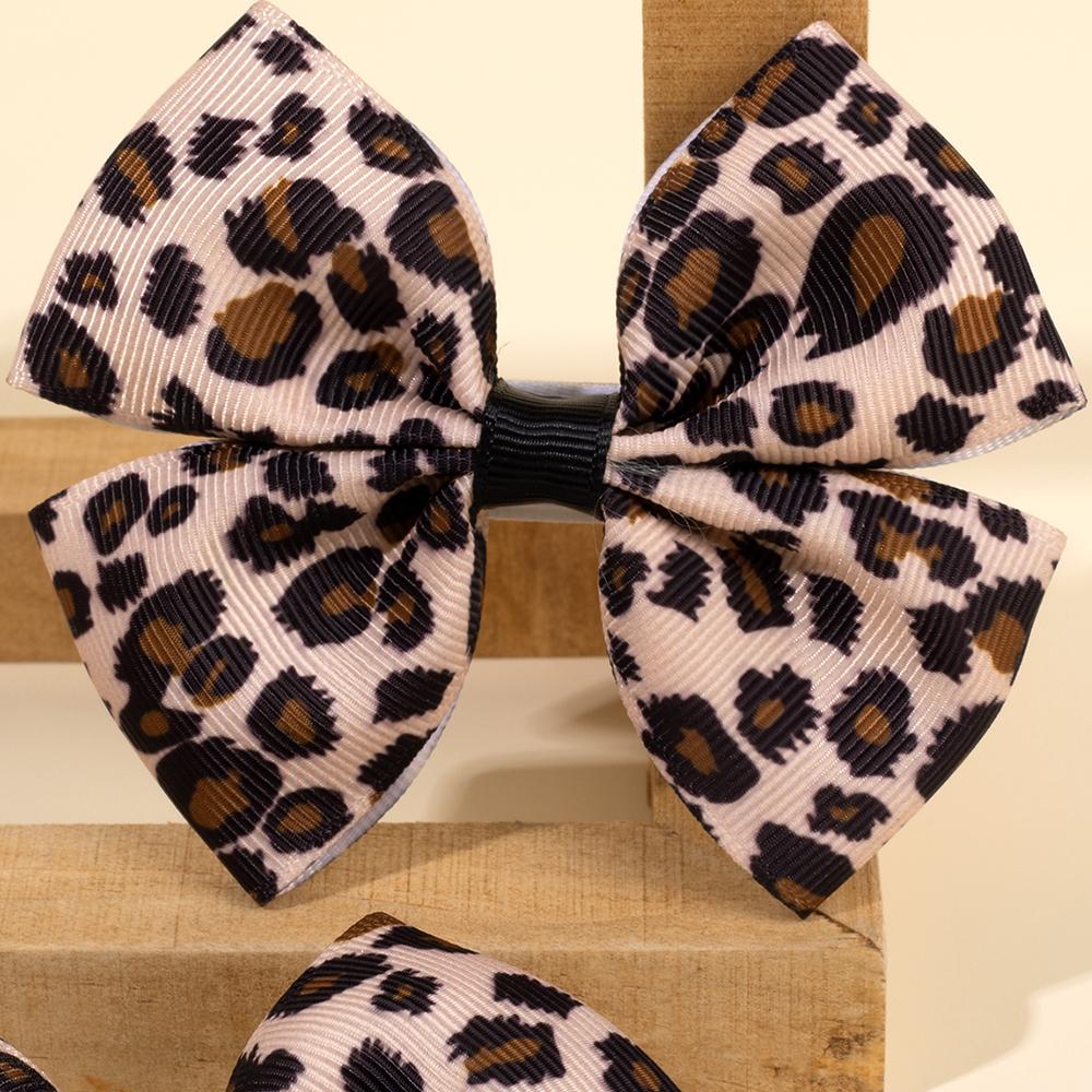 2Pcs Korean Leopard Bow Hair Clip Girls Women Trendy Ribbon Dots Bownot Hairpin Kids Sweet Cool Headdress Headwear Accessories