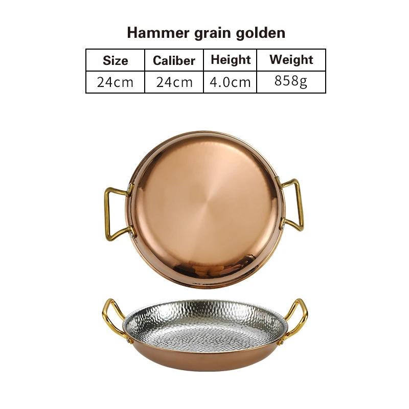 Кастрюля для испанского риса с морепродуктами из нержавеющей стали 304 Коммерческая тарелка для раков Кастрюля с плоским дном для тушеного риса Сковорода с двумя ручками для жарки хот-пот