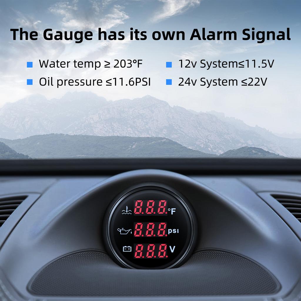 Многофункциональный цифровой датчик набор 104~248 ℉ температура воды + давление масла + напряжение 3 в 1 для автомобиля грузовика автофургона яхты лодки мотоцикла