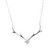 Runxin Christmas Zircon Antler Pendant Necklace - Mori Style