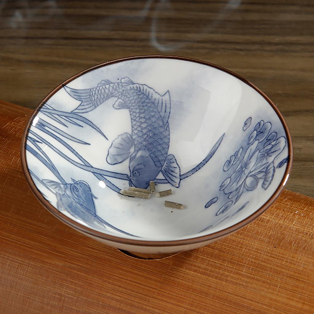 Бамбуковый держатель для благовоний для палочек, перевернутая курильница с фарфоровым улавливателем золы, буддийские принадлежности для домашнего декора