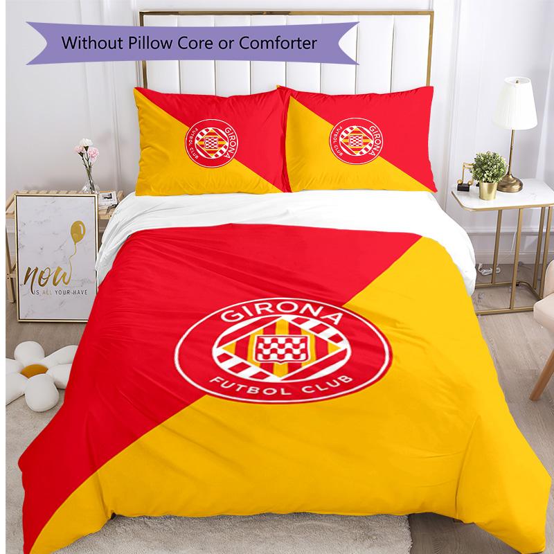 Girona FC Printed 3PCS Bedding Set Breathable Duvet Cover with Pillowcases Decorative Bed Linen for Bedroom Home