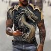 Мужская футболка с драконом, модная футболка с 3D принтом, с животным узором, с короткими рукавами, уличная одежда большого размера, футболки, летние повседневные мужские топы
