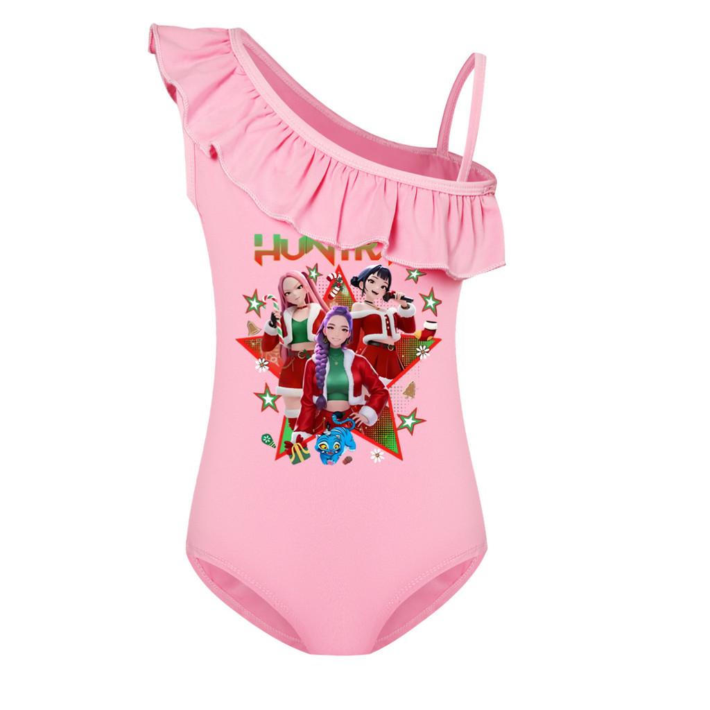 5182 Детский Купальник для девочек Рождество Новый год Руми Мира Зои Принт Купальный слитный купальник