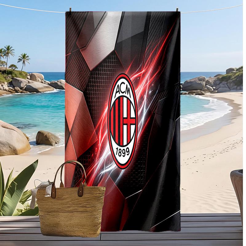 Пляжное полотенце с принтом AC Milan, быстросохнущее, мягкое, портативное, большое, прямоугольное, пляжное покрывало для путешествий, бассейна