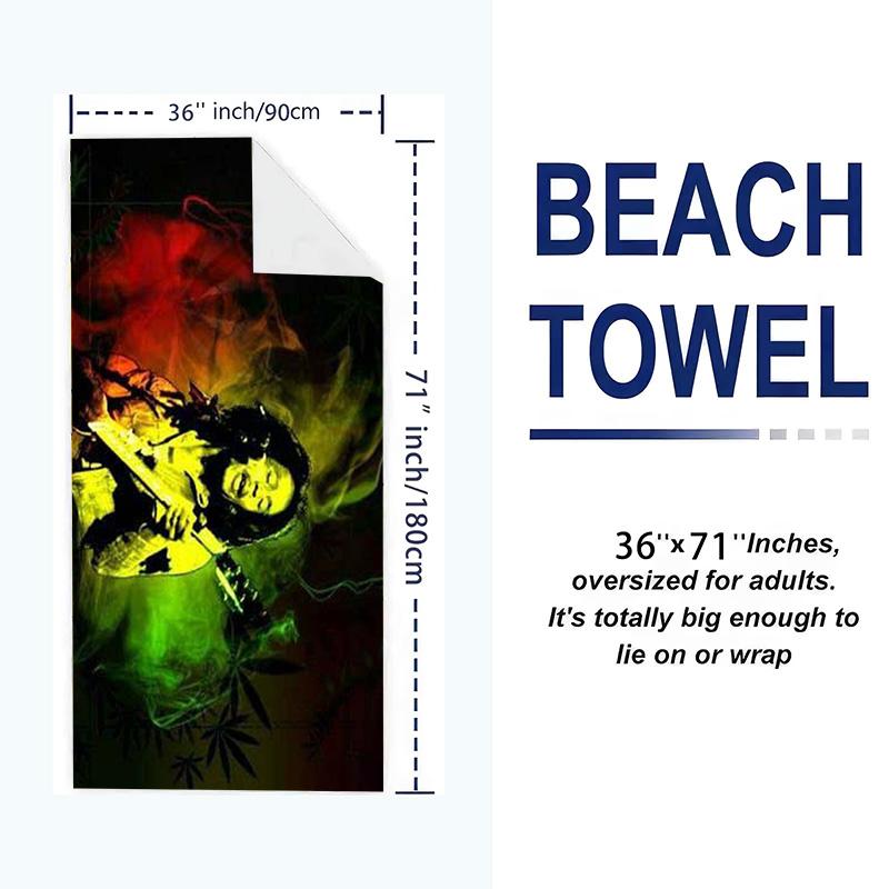 Bob Marley Poster Print Beach Towel, Large Soft Quick Dry Towel for Beach Camping Swimming