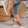 Roman Wedge Heel Polyurethane Sole Women's Shoes, New Fashion Trend In Spring 2025, Versatile Women's Shoes, Gold, Others