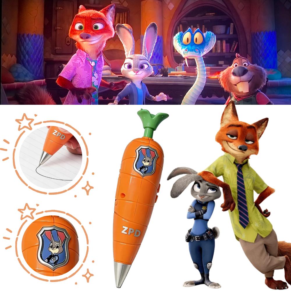 Zootopia 2 Carrot Recorder Pen | Judy & Nick Style For Kids | 60S Mini Recorder | 2-In-1 Gel Pen Stationery|Judy Partner