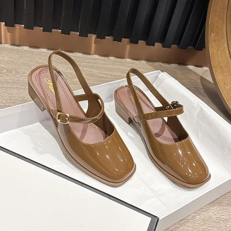 Fashion Vintage Block Heel Closed Sandals for Women High Quality Vip 2025 Trending Pvc Comfort Korea The Best Anti Slip Hot Woman Shoes