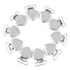 10pcs Silver Metal Peach Heart Suspender Braces Clips Holder Plastic Teeth