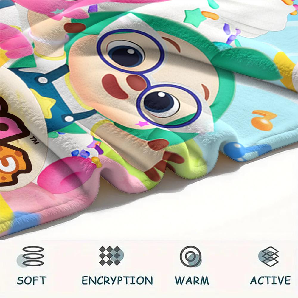 1PC Pinkfong Print Flannel Blanket, High quality Comfortable for All Seasons, Home Decor, Warmth and Comfort, Perfect for Christmas Gifts110