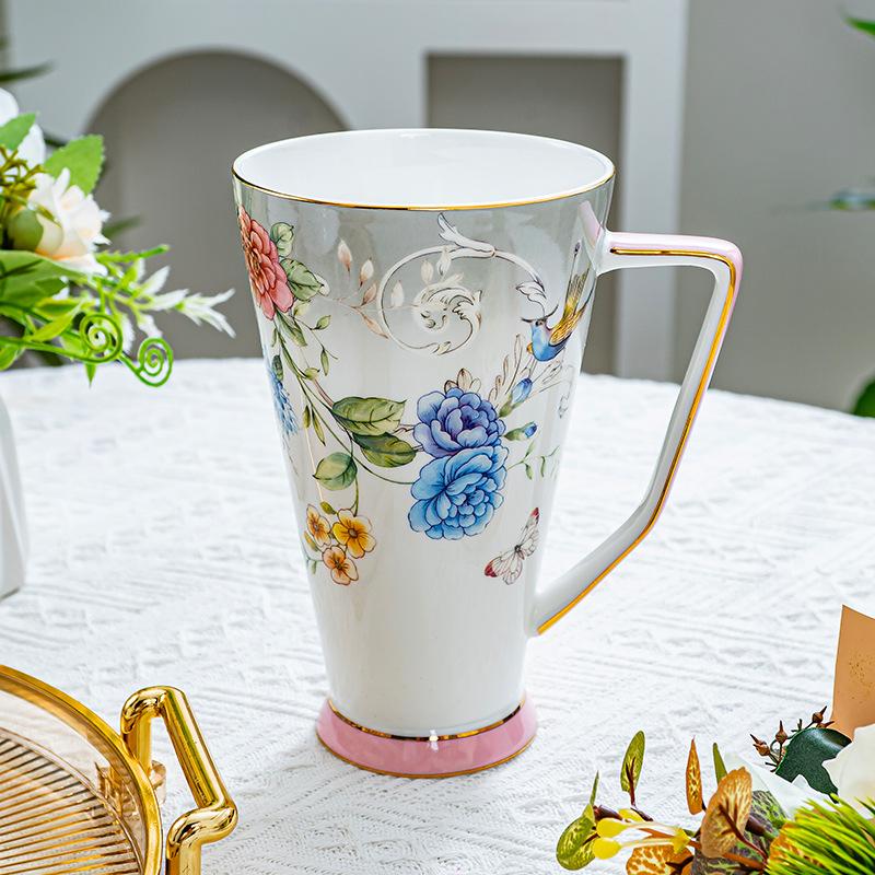Керамическая кружка с блюдцем BRPeony Flower Ретро Набор для послеобеденного чая Кофейная чашка с блюдцем Наборы Кружка для пары Домашняя креативная посуда для напитков Кружки Домашний подарокEY