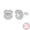 Earrings 925 Silver Shining Snowflake Mini Butterfly Ear Studs For Women Fine Birthday Party Jewelry Gifts