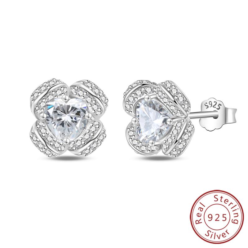 Earrings 925 Silver Shining Snowflake Mini Butterfly Ear Studs For Women Fine Birthday Party Jewelry Gifts
