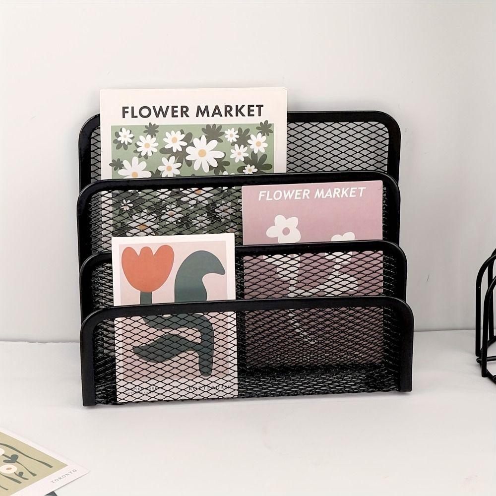 Metal Office Supplies Storage Rack Three-layer Business Document Tray Notebook Stand Papers