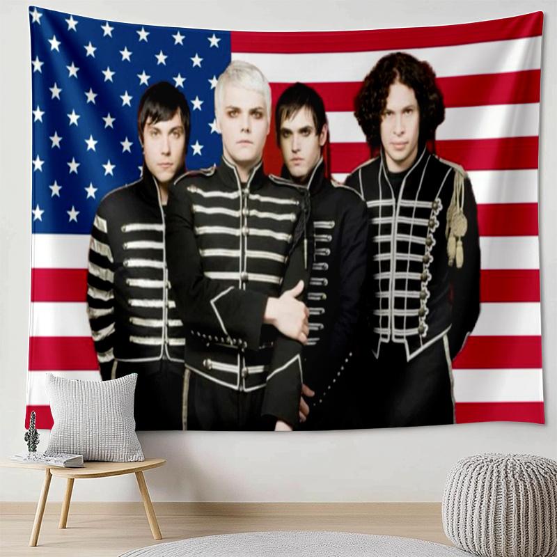 Настенное панно с принтом группы MCR на Рождество и Хэллоуин, 2D, полиэстер, для дома, общежития, праздничные подарки