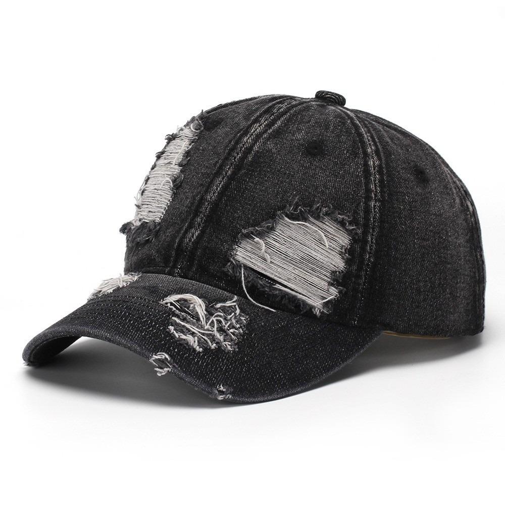 Distressed Washed Denim Baseball Cap Ripped Sun Hat Versatile Duckbill Cap Daily Wear