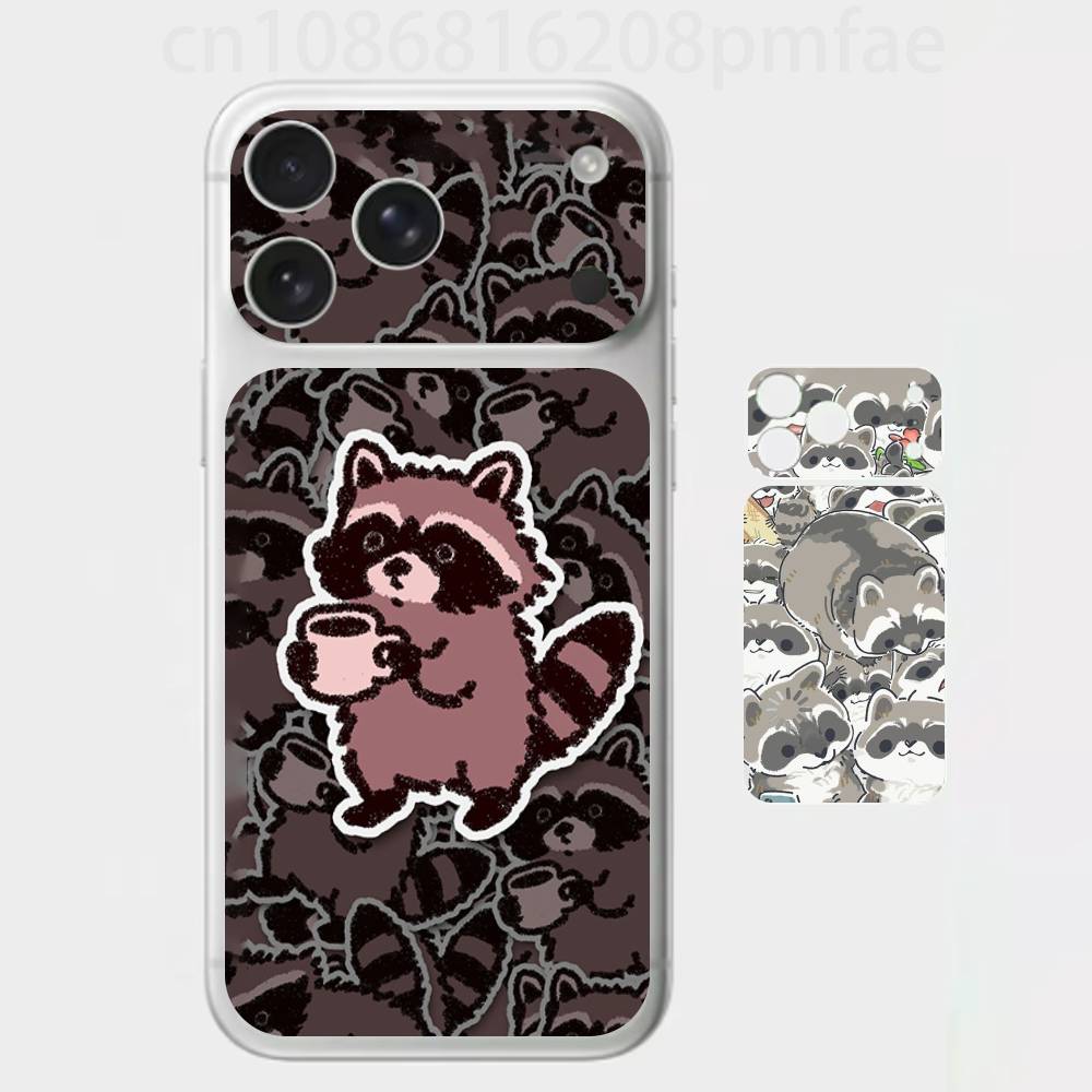 Cute Little Animal Raccoon 3D Full Body Skin Decal for iPhone 17/Pro/Pro Max Color Rear Protective Sticker