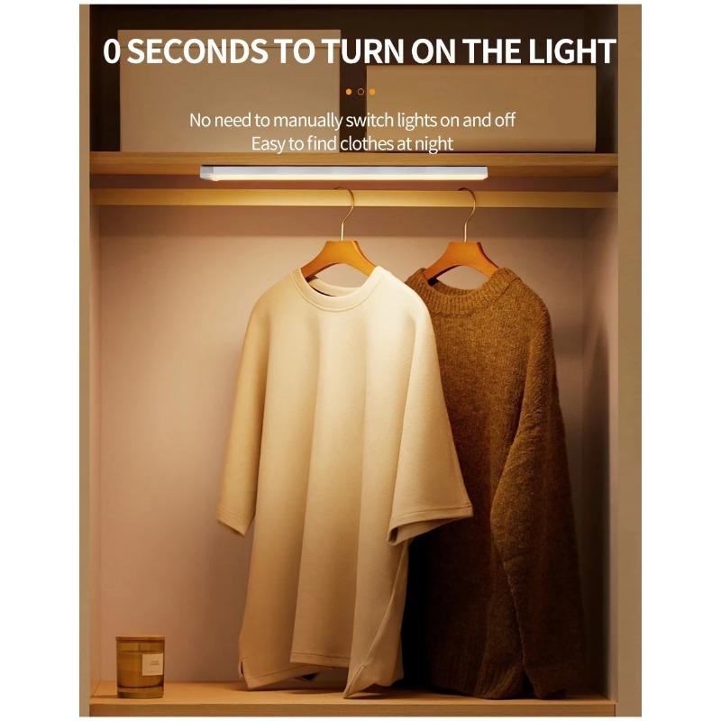 Датчик движения беспроводной перезаряжаемый светодиодный ночник для шкафа, гардеробной, лампа для кухни, лестницы, подсветка 10/20/30/50 см