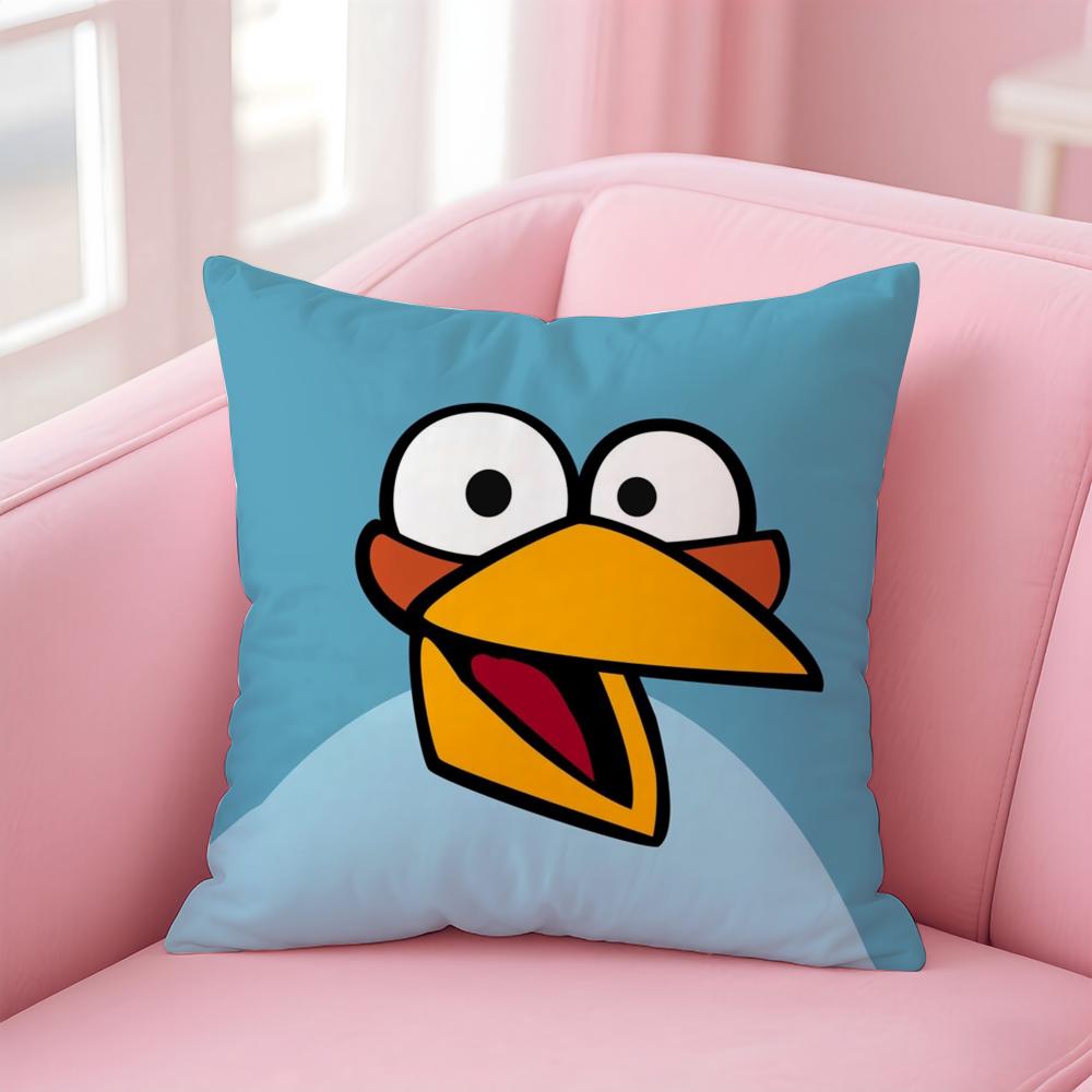 Animation AAAngry BirdsS Cushion Cover Linen Pillowcase Cover Soft Decor for Sofa Home Room
