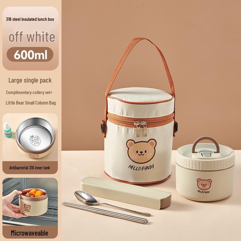 316 Stainless Steel Insulated Double-Layer Microwaveable Bento Lunch Box for Students and Office Workers