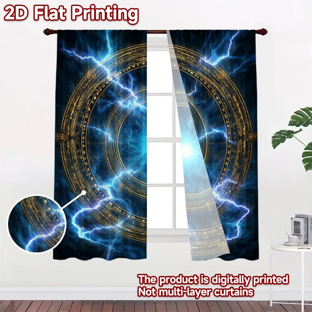 2D FLAT PRINTING 2pcs Curtains (Without Rod) Vibrant Electric Mandala Modern Window Curtain Prints Light Filtering Curtains