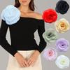 Formal Occasion Corsage Big Camellia Mesh Fabric Bride Groom Wedding Brooch Prom Party Banquet