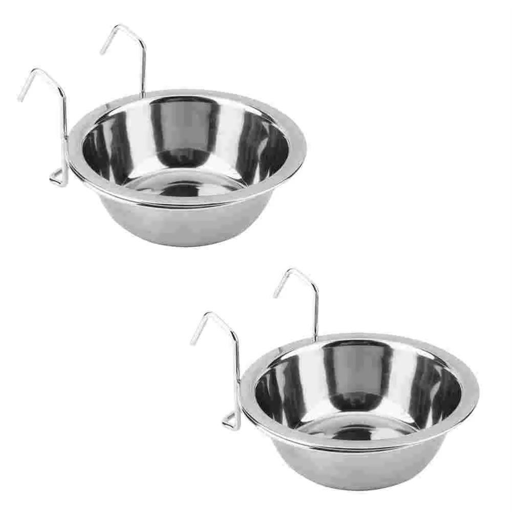 Stainless Steel Hang-on Pet Bowl Big Capacity Hanger Cage Cup Durable Pet Feeding Tool Cat