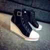 Women Wedge High Top Canvas Shoe Women's Ankle Lace Up Sneakers Woman Shoes Women's Sneaker 8cm Heels Tenis De Mujer Botas Mujer