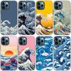 Japanese Wave Art Phone Case For Apple iPhone 14 13 12 Mini 11 Pro Max 7 8 XR X XS 7 8 Plus SE 2020 2022 Black Soft Cover