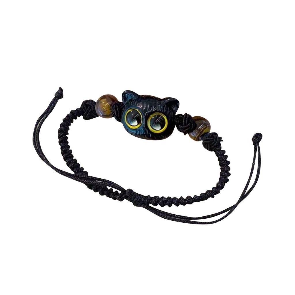 Плетеный вручную парный браслет Универсальный браслет регулируемого размера для подарка девушке Синеглазый кот