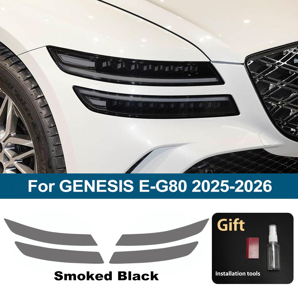 Защитная пленка для фар автомобиля из ТПУ для GENESIS G8 E-G80 Дымчато-черная Высокоглянцевая Предварительно вырезанная PPF Антицарапающая Комплект виниловой обтяжки для автомобиля