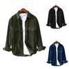 Men's Casual Corduroy Shirt Long Sleeve with Turndown Collar Stylish Top Blouse Plus Size