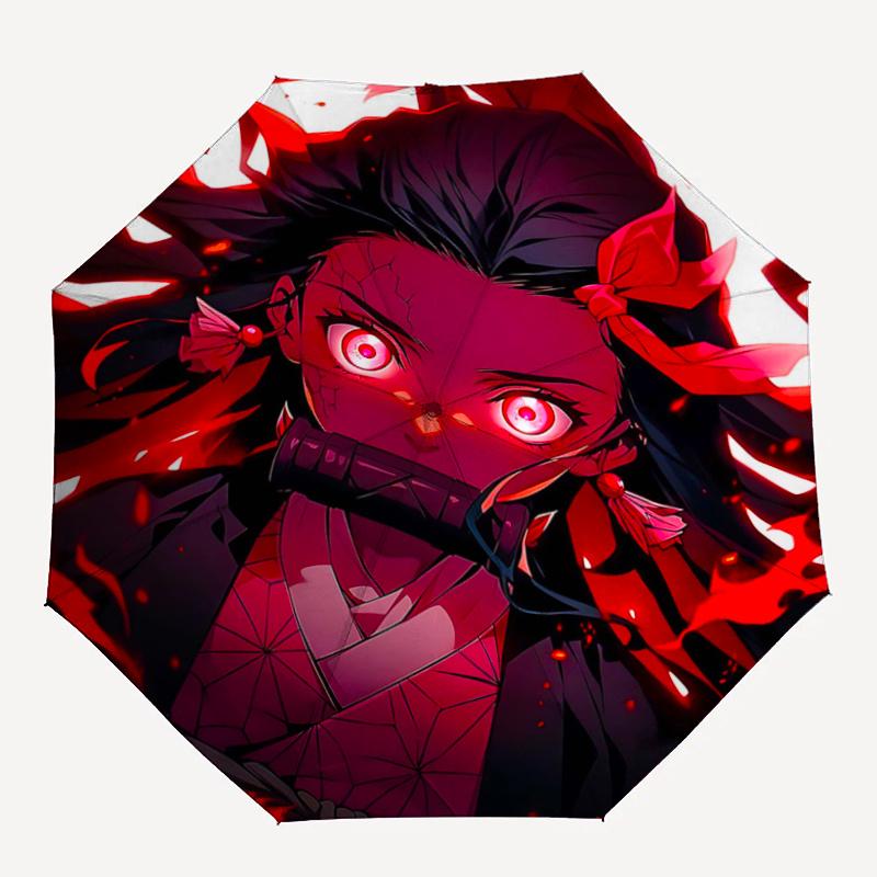 1pc Anime character Kamado Nezuko Automatic Opening and Closing Cartoon Practical Umbrella - Lightweight 3-Fold Design, Suitable for Fans, Travel, Dai