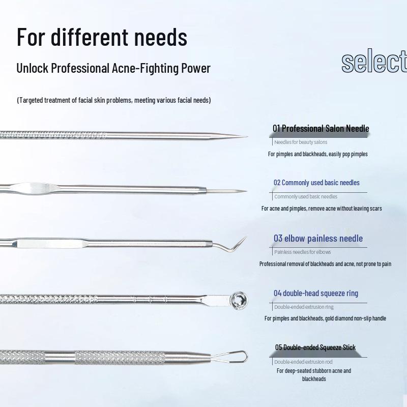 Набор инструментов для удаления черных точек и акне: Косметологическая игла для выдавливания и экстракции