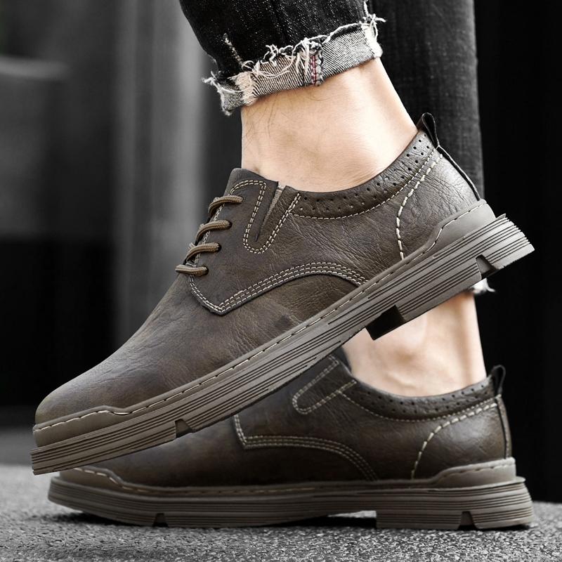 Мужская кожаная повседневная обувь первого слоя, универсальная износостойкая рабочая обувь, нескользящая походная обувь для скалолазания