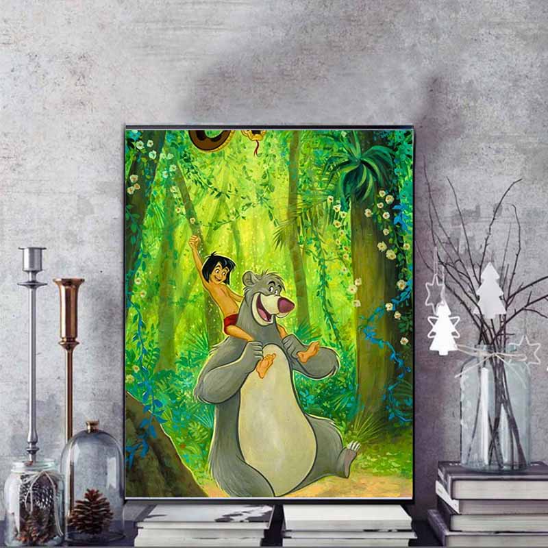 Disney 5D DIY Diamond Painting Mowgli and Baloo The Bear Cartoon Full Diamond Mosaic Art Wall Decoration Set