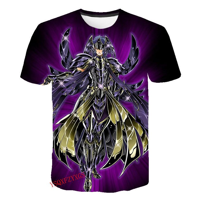 Летняя золотая футболка Saint Fighter с принтом 3D Harajuku HD для мужчин, с круглым вырезом и коротким рукавом, детская модная футболка с рисунком, повседневный топ
