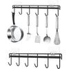 DOIOWN Kitchen Tool Hooks, Strong Adhesive, No Drilling Required, Wall-Mounted, Stainless Steel, Kitchen Storage, Waterproof, 6 Hooks Included, 32cm W