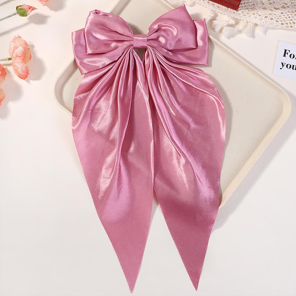 1Pcs 8inch Elegant Bow Ribbon Hair Clip Fashion Solid Bowknot Satin Hairpin Barrettes Girls Ponytail Clip Women Hair Accessories