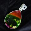 Lab-Created Tourmaline Pendant 925 Sterling Silver 60 ct Bi-Color Gems October Birthday Birthstone