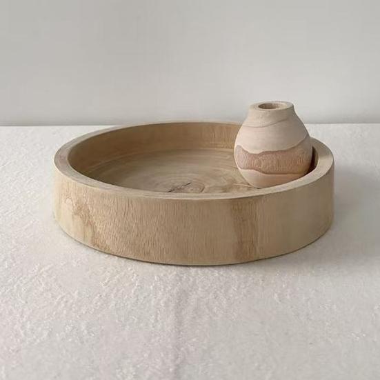 Деревянный круглый поднос для хранения Многоцелевой для фруктов, сладостей, конфет, десертов, закусок для аперитива