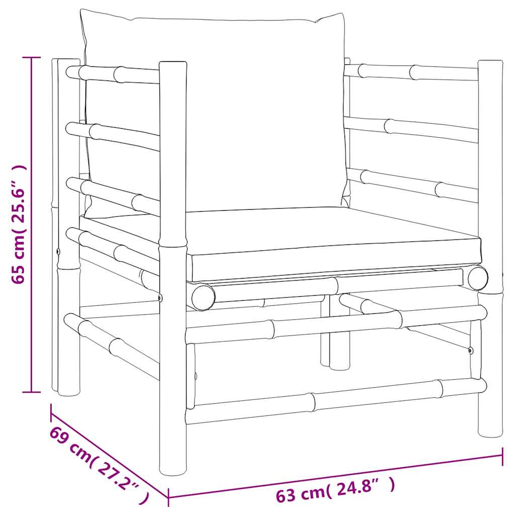 Vidaxl Sofa Ogrodowa Z Poduszkami W Kolorze Taupe, Bambusowa