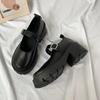 Summer And Autumn New Shoes Women'S British Style Small Leather Shoes Gapanese Uniform Shoes Thick Heel Thick Sole Round Toe