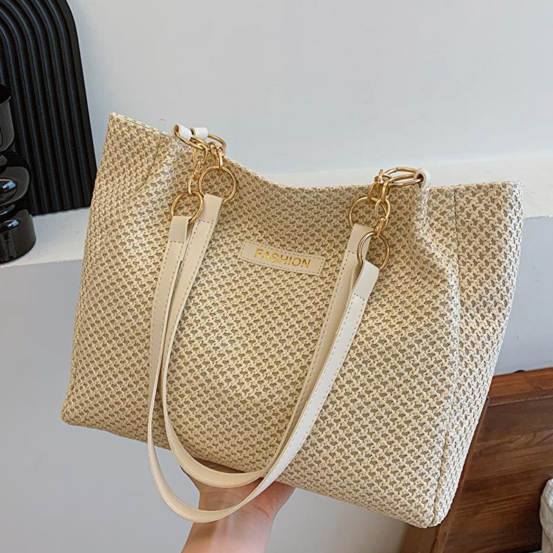 Модная сумка-тоут большой вместимости на одно плечо для женщин, весна 2024, новая повседневная сумка для поездок на работу в Корейском стиле, простая повседневная сумка-тоут